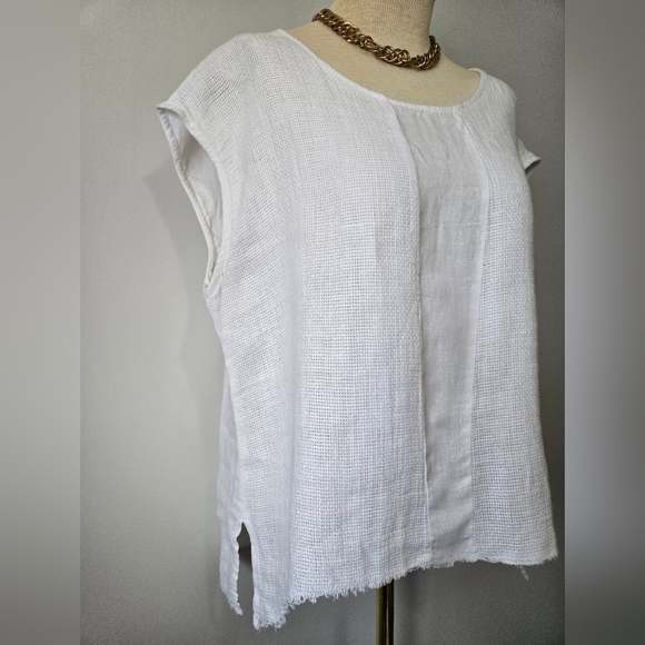 LOTUS EATERS 100% Linen Relaxed Fit Short Sleeve Top. Size Medium - Picture 2 of 11